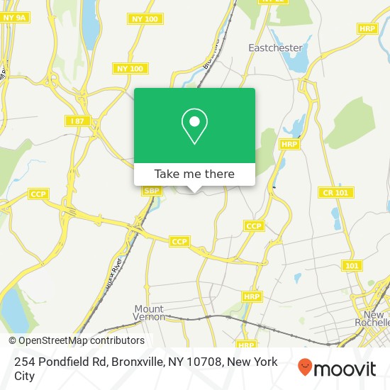 Mapa de 254 Pondfield Rd, Bronxville, NY 10708