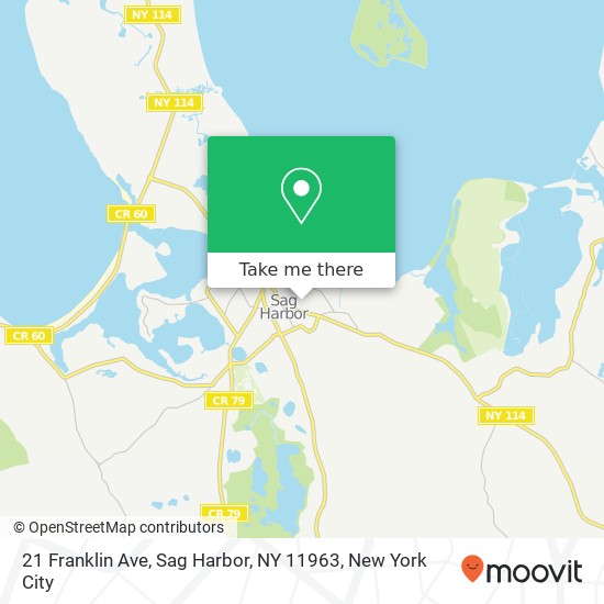 Mapa de 21 Franklin Ave, Sag Harbor, NY 11963