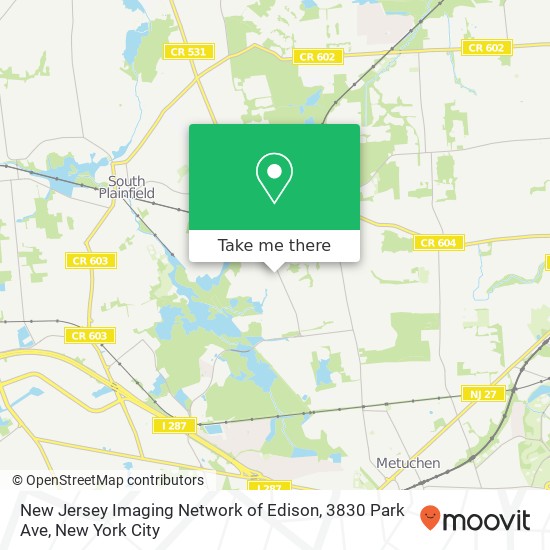 Mapa de New Jersey Imaging Network of Edison, 3830 Park Ave