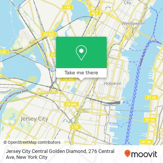 Mapa de Jersey City Central Golden Diamond, 276 Central Ave