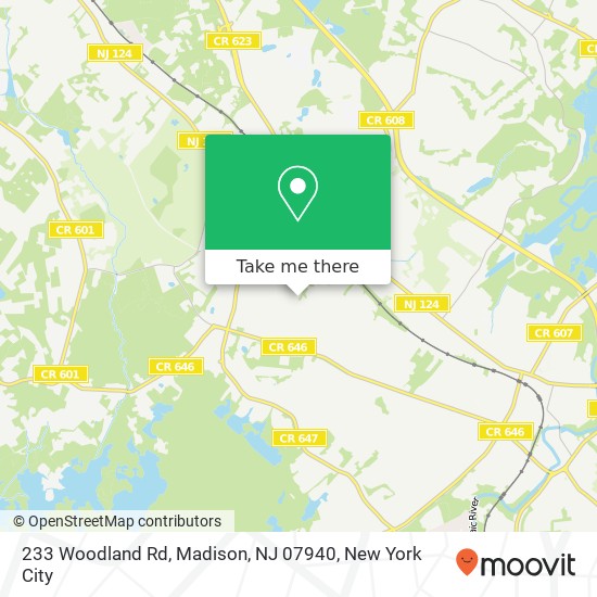 Mapa de 233 Woodland Rd, Madison, NJ 07940