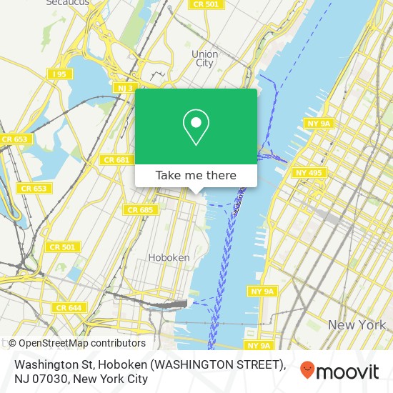 Mapa de Washington St, Hoboken (WASHINGTON STREET), NJ 07030