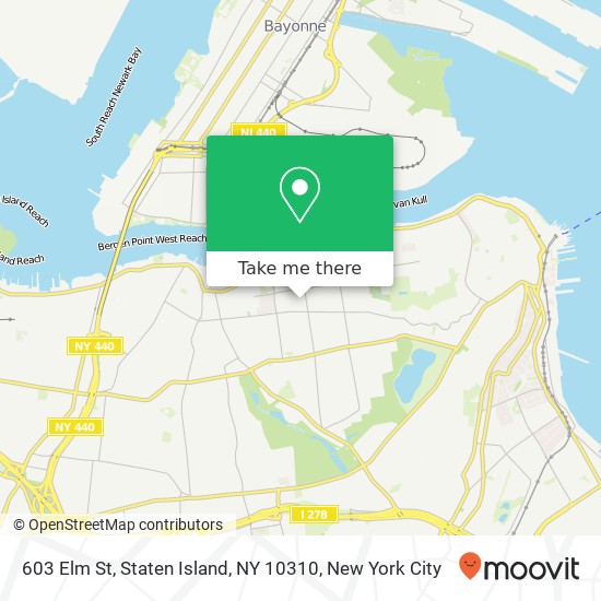 Mapa de 603 Elm St, Staten Island, NY 10310