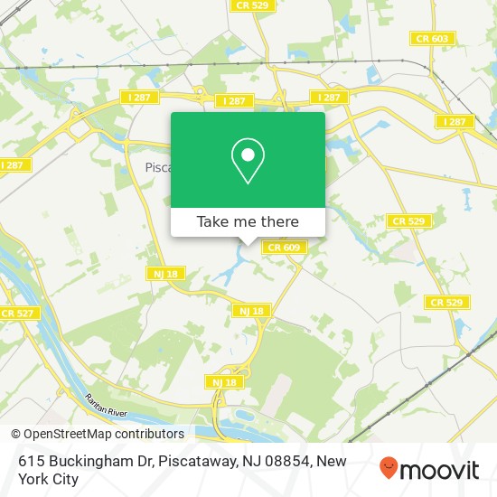 Mapa de 615 Buckingham Dr, Piscataway, NJ 08854