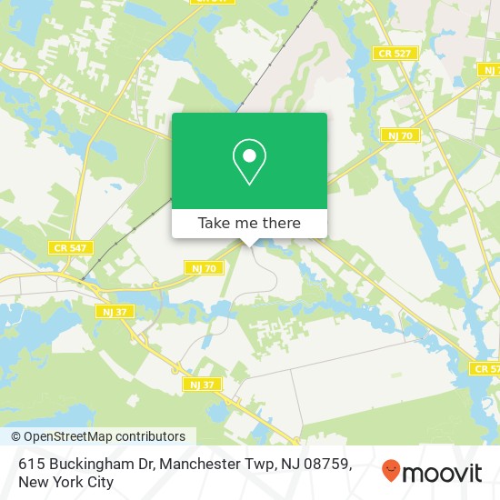 Mapa de 615 Buckingham Dr, Manchester Twp, NJ 08759