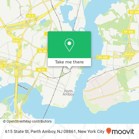 Mapa de 615 State St, Perth Amboy, NJ 08861