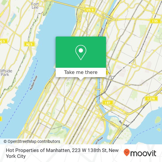 Hot Properties of Manhatten, 223 W 138th St map