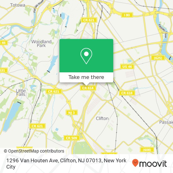 Mapa de 1296 Van Houten Ave, Clifton, NJ 07013