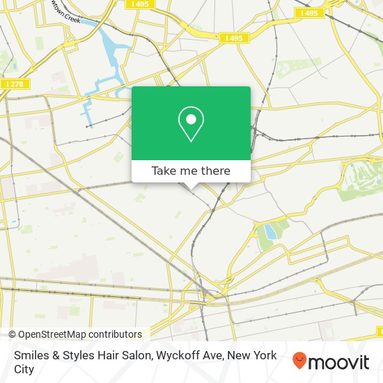 Mapa de Smiles & Styles Hair Salon, Wyckoff Ave