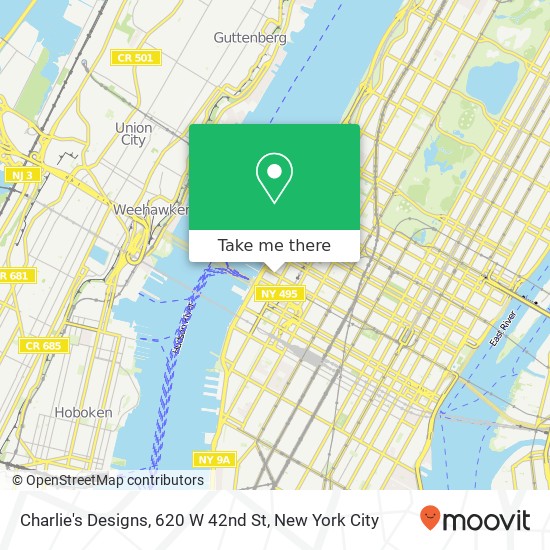 Mapa de Charlie's Designs, 620 W 42nd St