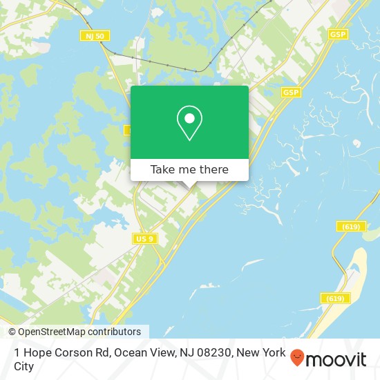 Mapa de 1 Hope Corson Rd, Ocean View, NJ 08230