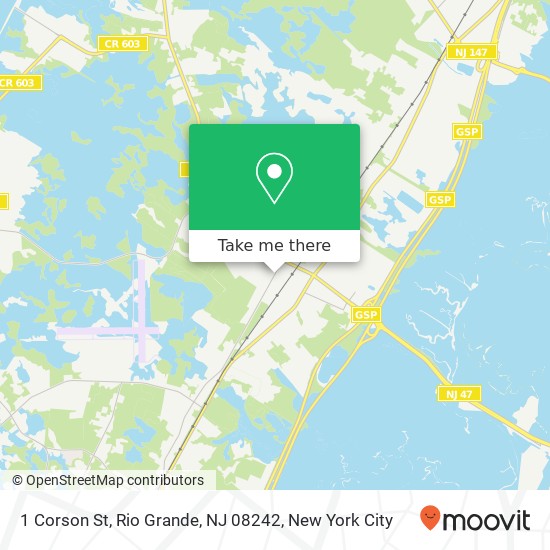Mapa de 1 Corson St, Rio Grande, NJ 08242