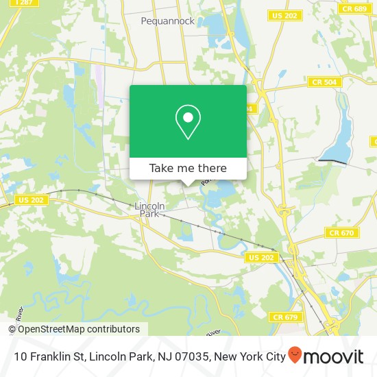 Mapa de 10 Franklin St, Lincoln Park, NJ 07035