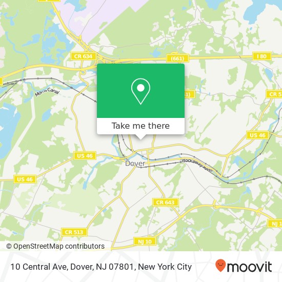 Mapa de 10 Central Ave, Dover, NJ 07801