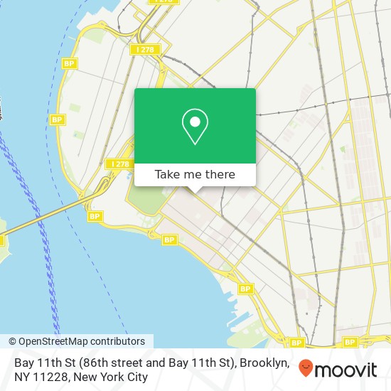 Mapa de Bay 11th St (86th street and Bay 11th St), Brooklyn, NY 11228