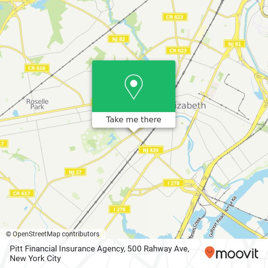 Mapa de Pitt Financial Insurance Agency, 500 Rahway Ave