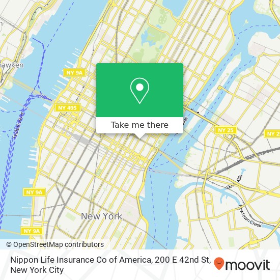 Mapa de Nippon Life Insurance Co of America, 200 E 42nd St