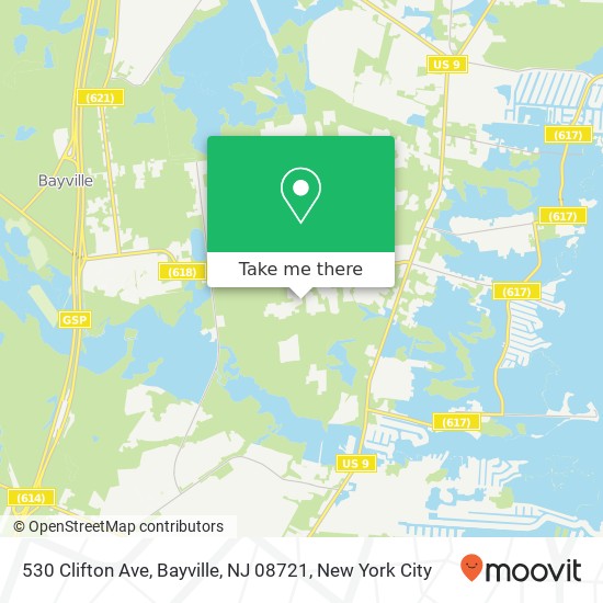 Mapa de 530 Clifton Ave, Bayville, NJ 08721