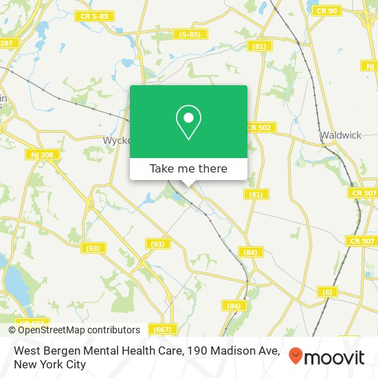 Mapa de West Bergen Mental Health Care, 190 Madison Ave