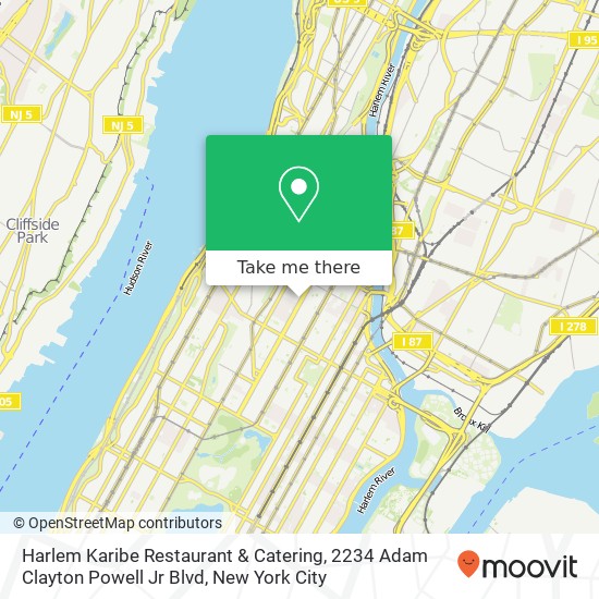 Harlem Karibe Restaurant & Catering, 2234 Adam Clayton Powell Jr Blvd map