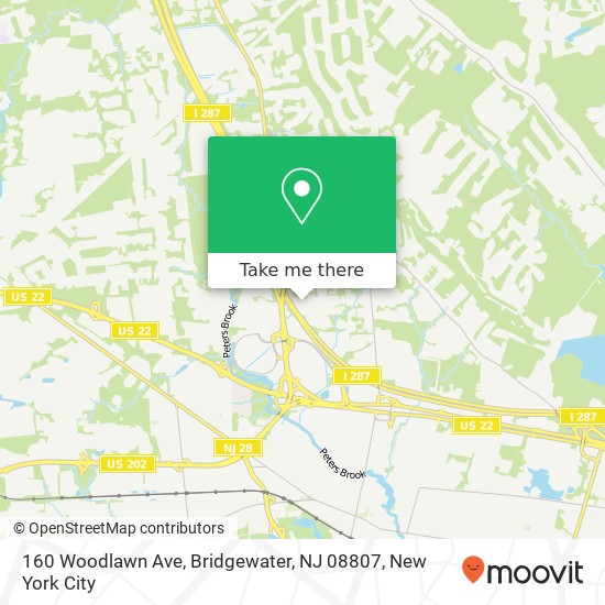 Mapa de 160 Woodlawn Ave, Bridgewater, NJ 08807