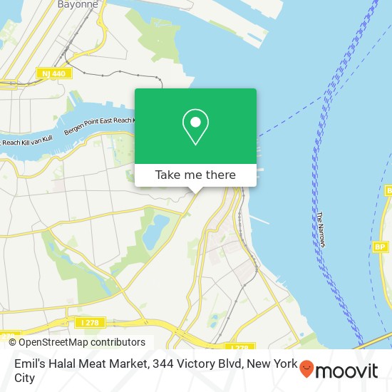 Mapa de Emil's Halal Meat Market, 344 Victory Blvd
