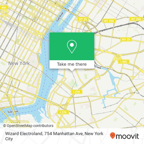 Mapa de Wizard Electroland, 754 Manhattan Ave