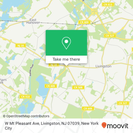 Mapa de W Mt Pleasant Ave, Livingston, NJ 07039