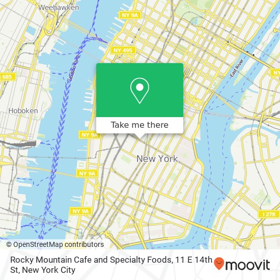 Rocky Mountain Cafe and Specialty Foods, 11 E 14th St map