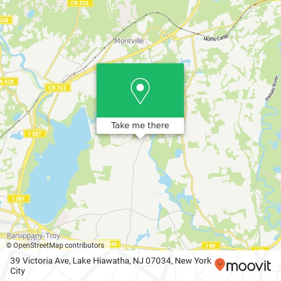 Mapa de 39 Victoria Ave, Lake Hiawatha, NJ 07034