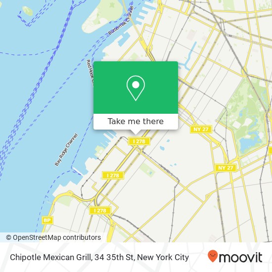Mapa de Chipotle Mexican Grill, 34 35th St