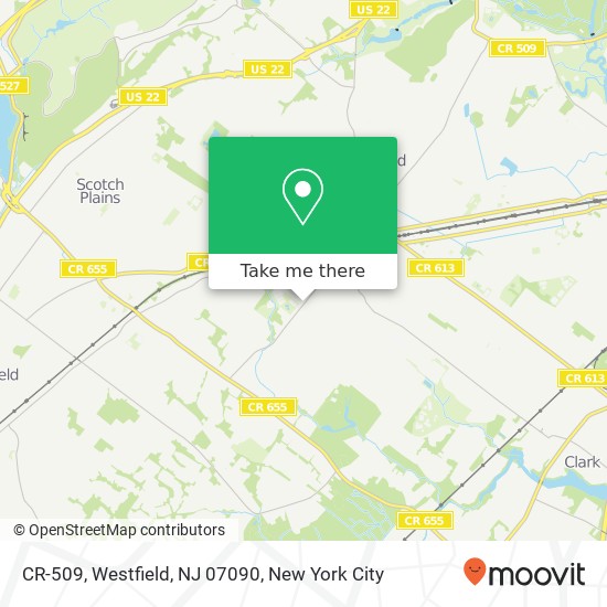 Mapa de CR-509, Westfield, NJ 07090