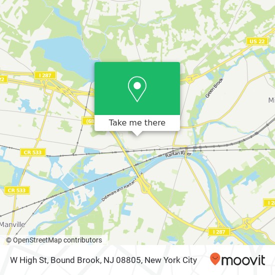 Mapa de W High St, Bound Brook, NJ 08805