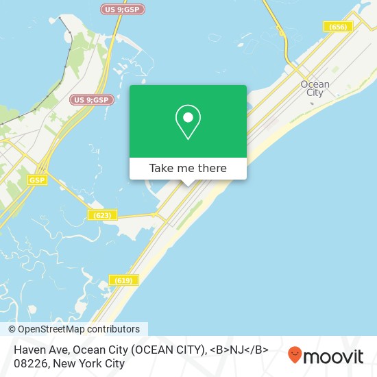 Haven Ave, Ocean City (OCEAN CITY), <B>NJ< / B> 08226 map