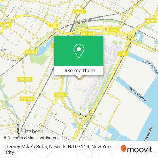 Mapa de Jersey Mike's Subs, Newark, NJ 07114