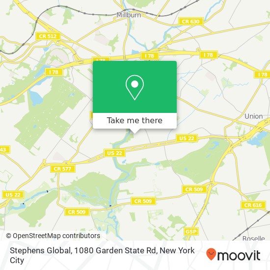 Mapa de Stephens Global, 1080 Garden State Rd