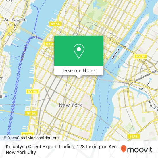 Mapa de Kalustyan Orient Export Trading, 123 Lexington Ave