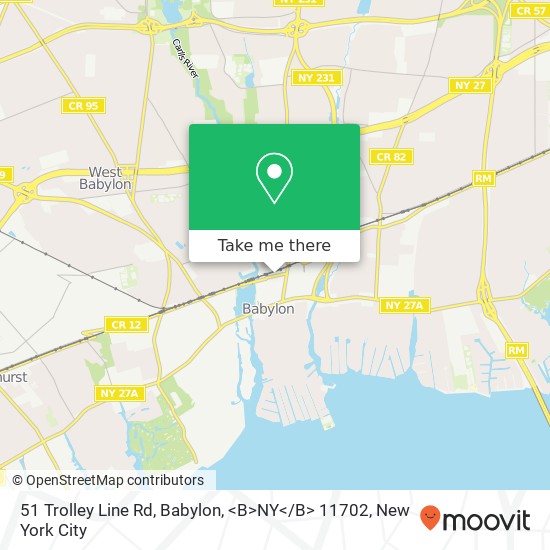 51 Trolley Line Rd, Babylon, <B>NY< / B> 11702 map