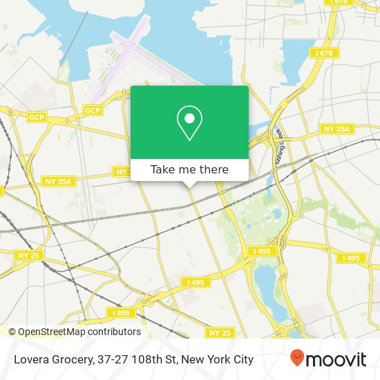 Mapa de Lovera Grocery, 37-27 108th St