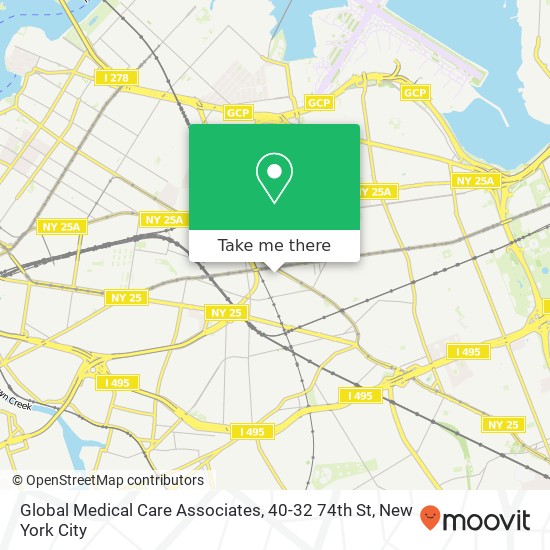 Mapa de Global Medical Care Associates, 40-32 74th St