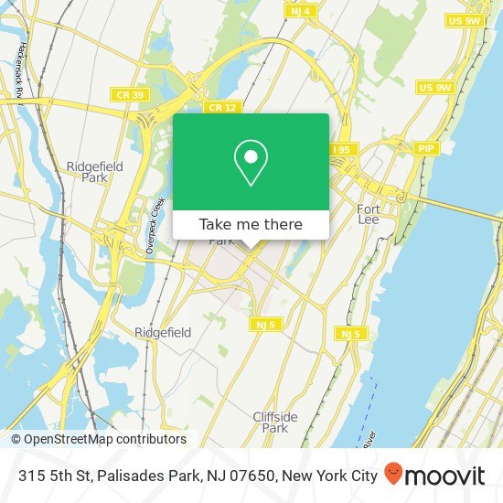 Mapa de 315 5th St, Palisades Park, NJ 07650