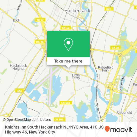 Mapa de Knights Inn South Hackensack NJ / NYC Area, 410 US Highway 46