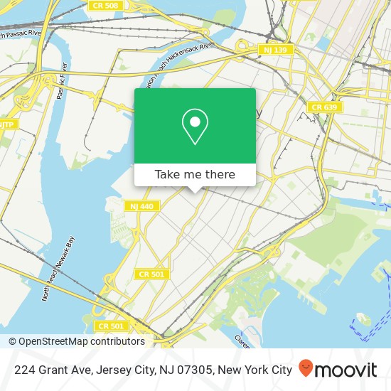 Mapa de 224 Grant Ave, Jersey City, NJ 07305