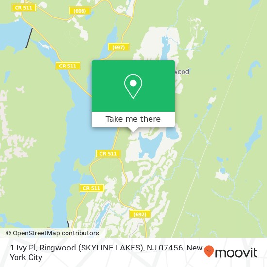 Mapa de 1 Ivy Pl, Ringwood (SKYLINE LAKES), NJ 07456