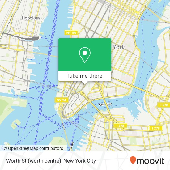 Worth St (worth centre), New York, NY 10013 map