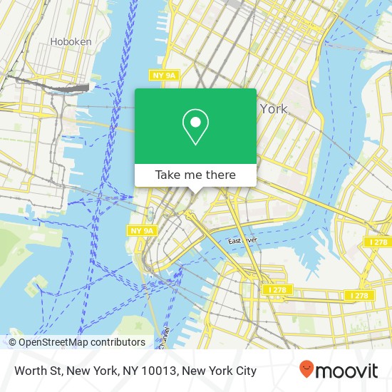 Worth St, New York, NY 10013 map