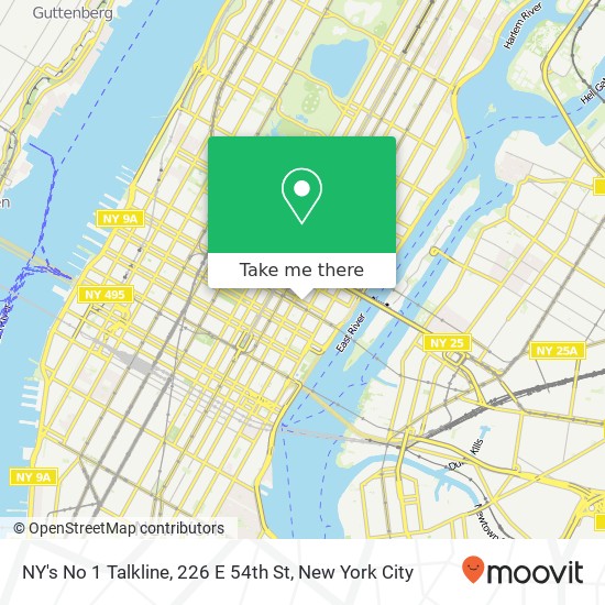 NY's No 1 Talkline, 226 E 54th St map