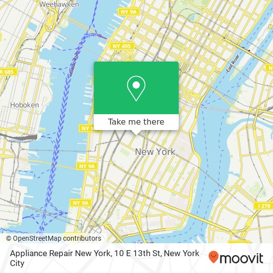 Appliance Repair New York, 10 E 13th St map