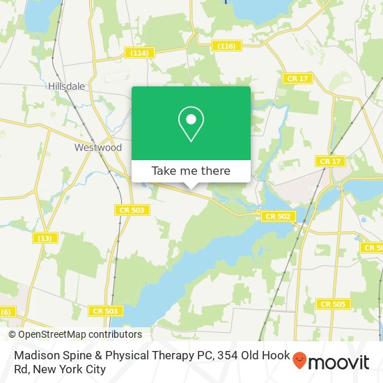 Mapa de Madison Spine & Physical Therapy PC, 354 Old Hook Rd