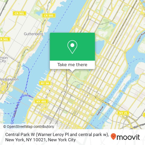 Mapa de Central Park W (Warner Leroy Pl and central park w), New York, NY 10021